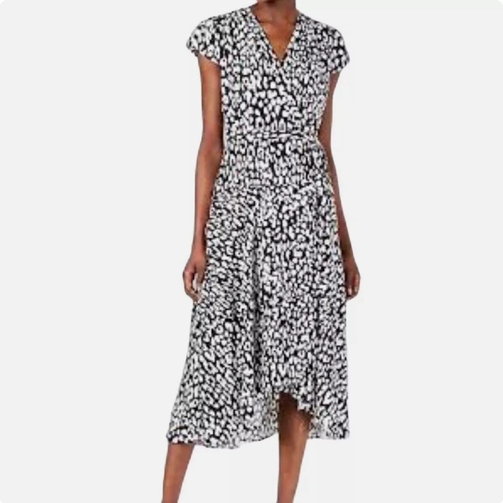 Calvin Klein Animal Print Wrap Dress - Size 6